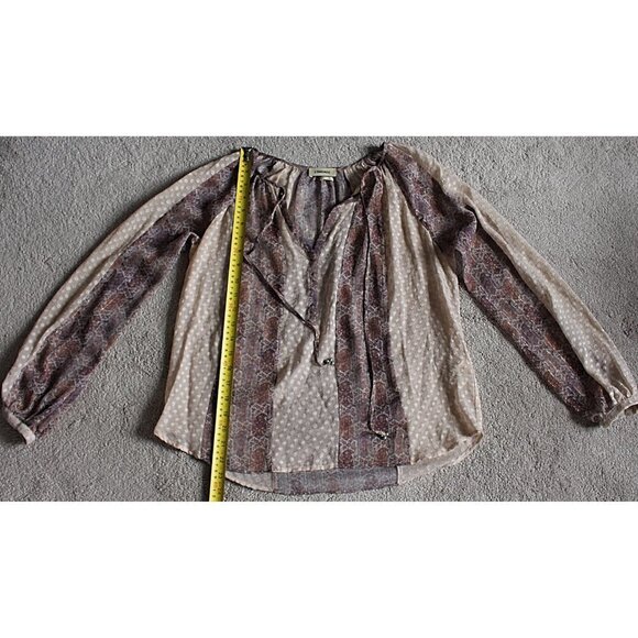 L'Agence Pearl Peasant Silk Blouse in Beige Metallic, Oversized Fit, Beautiful - Picture 6 of 10